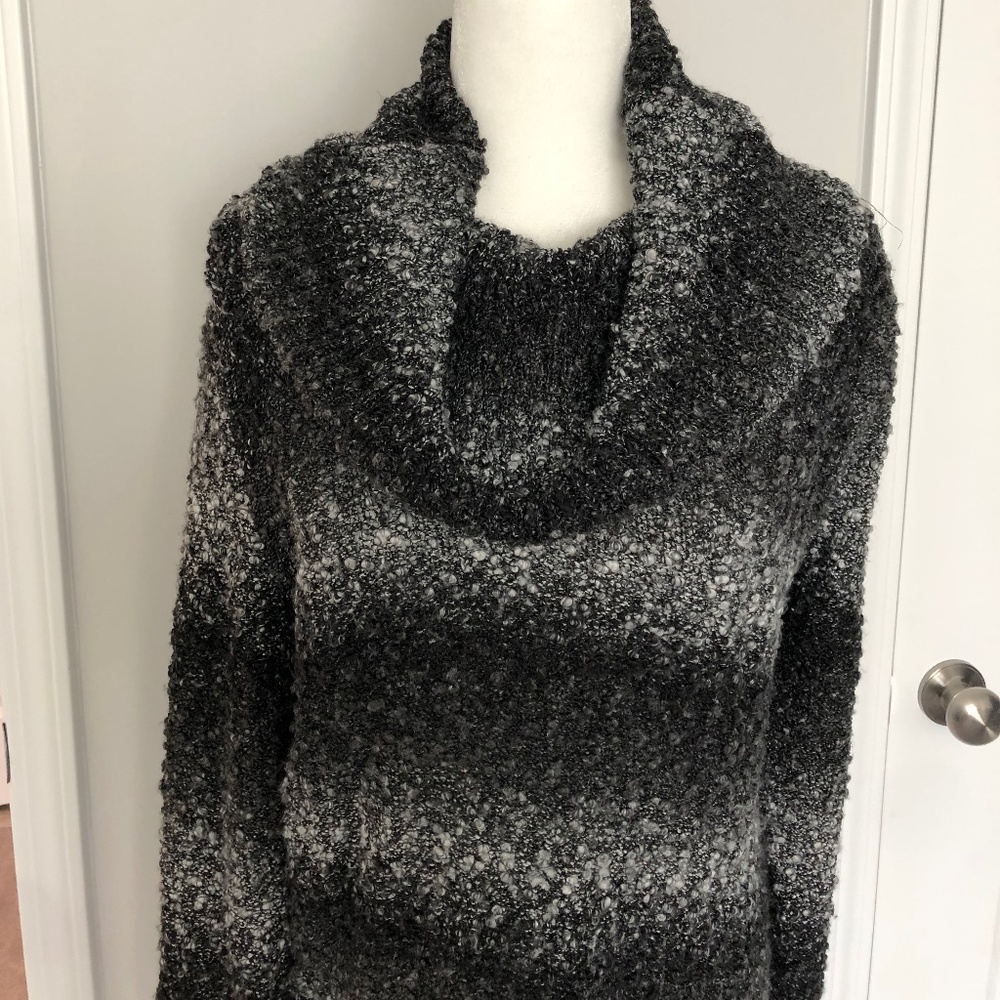 Chunky Knit Marled Cowl Neck Sweater